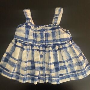 Baby GAP Blue and White Checkered Sleeveless Blouse 0-3 month